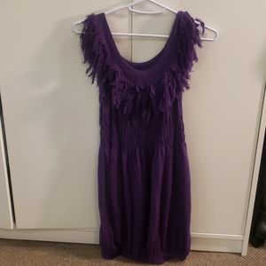 TWELVE BY TWELVE PURPLE KNIT FRINGE DRESS